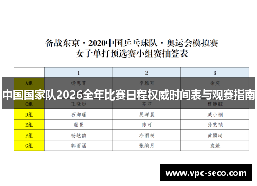 中国国家队2026全年比赛日程权威时间表与观赛指南 中国国家队2026全年比赛日程权威时间表与观赛指南